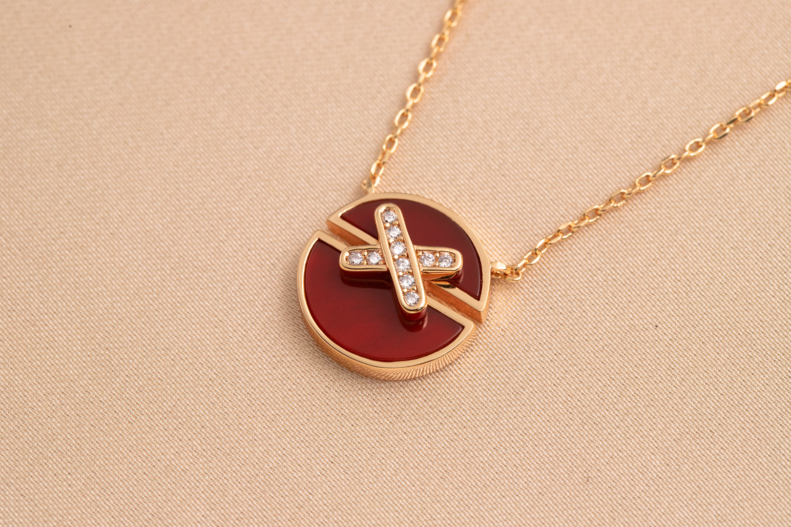 [Aurelle Style]JEUX DE PINK GOLD DIAMOND NECKLACE