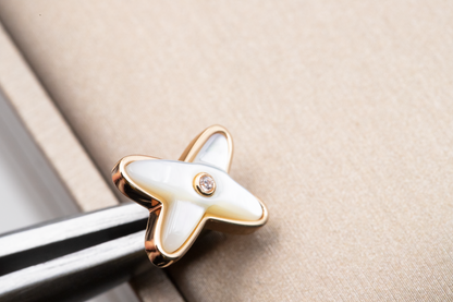 [Aurelle Style]JEUX DE WHITE MOP PINK GOLD DIAMOND EARRINGS