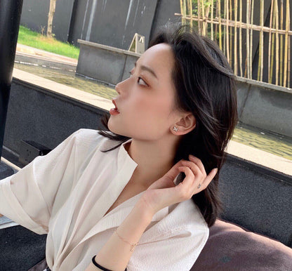 [Aurelle Style]JEUX DE WHITE MOP ROSE GOLD DIAMOND EARRINGS