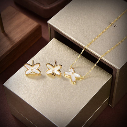 [Aurelle Style]JEUX DE WHITE MOP GOLD DIAMOND EARRINGS