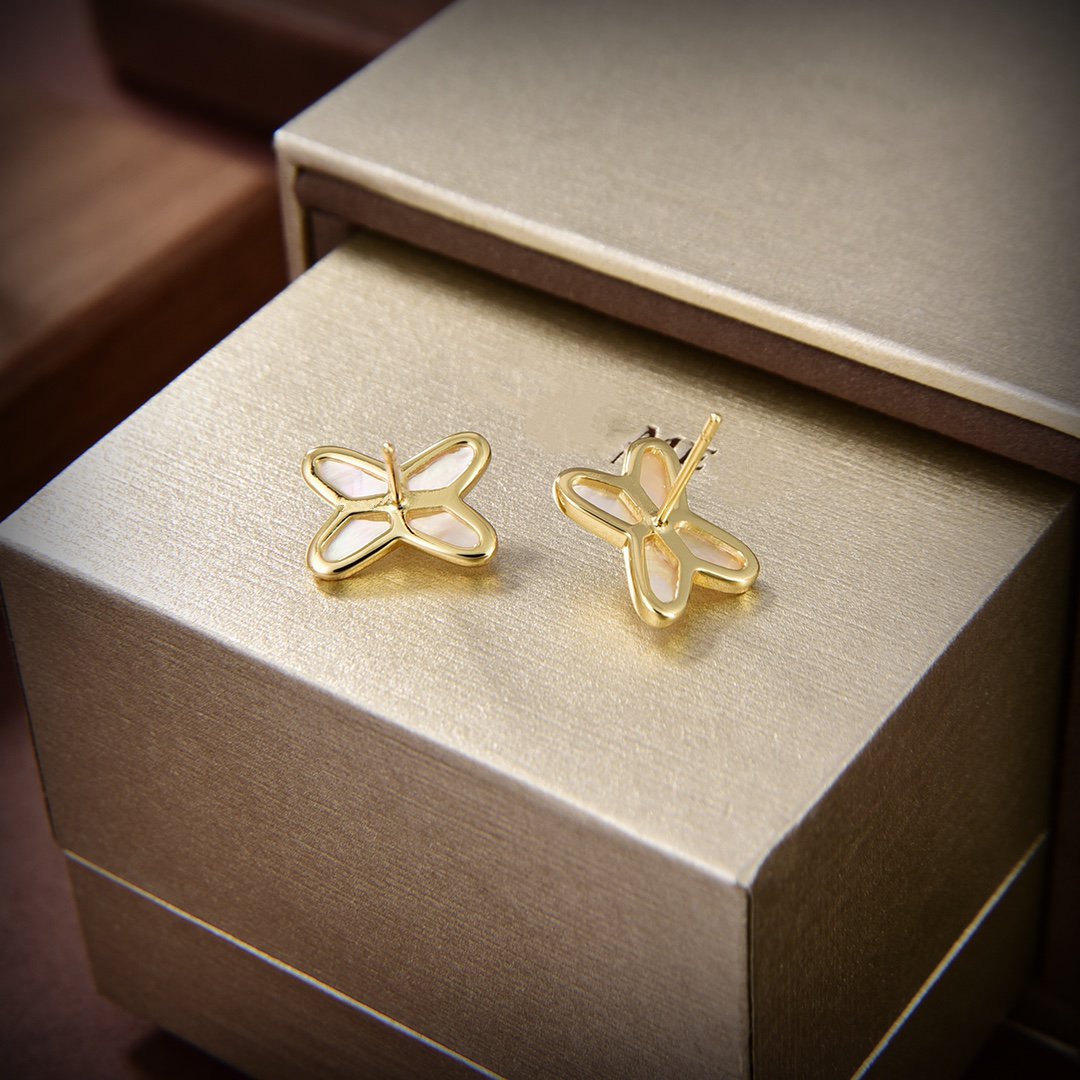 [Aurelle Style]JEUX DE WHITE MOP GOLD DIAMOND EARRINGS