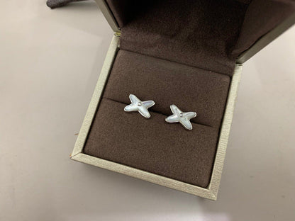 [Aurelle Style]JEUX DE WHITE MOP SILVER DIAMOND EARRINGS