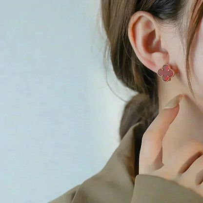[Aurelle Style]CLOVER MEDIUM 1 MOTIFS CARNELIAN  EARRINGS