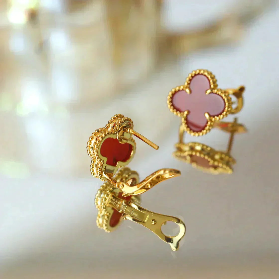[Aurelle Style]CLOVER MEDIUM 1 MOTIFS CARNELIAN  EARRINGS