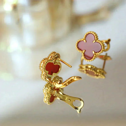[Aurelle Style]CLOVER MEDIUM 1 MOTIFS CARNELIAN  EARRINGS