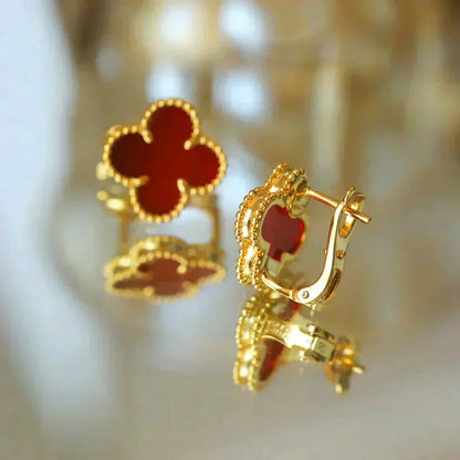 [Aurelle Style]CLOVER MEDIUM 1 MOTIFS CARNELIAN  EARRINGS