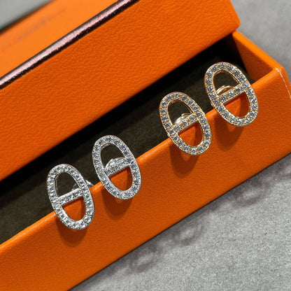 [Aurelle Style]HM FULL DIAMOND PIG NOSE STUD EARRINGS