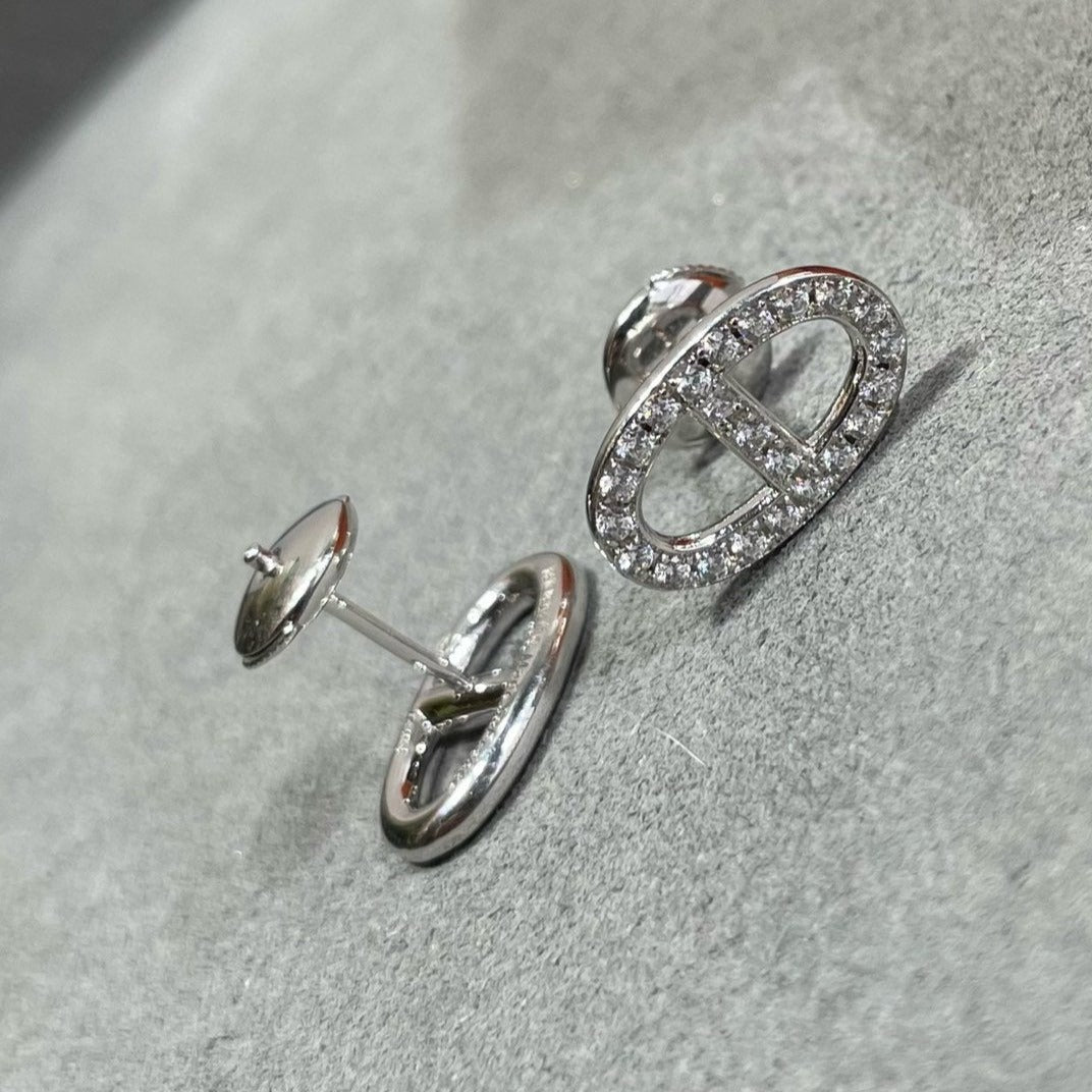 [Aurelle Style]HM FULL DIAMOND PIG NOSE STUD EARRINGS