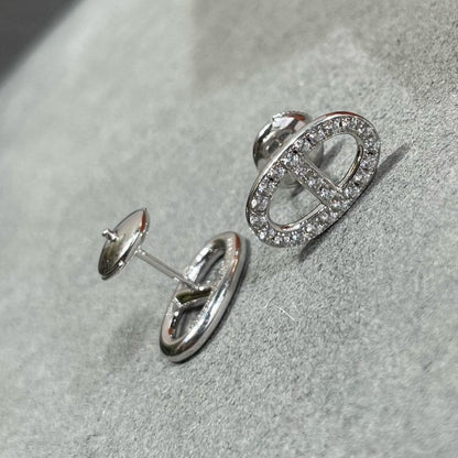 [Aurelle Style]HM FULL DIAMOND PIG NOSE STUD EARRINGS