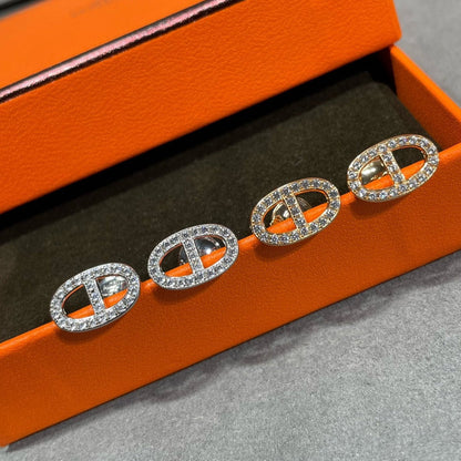 [Aurelle Style]HM FULL DIAMOND PIG NOSE STUD EARRINGS