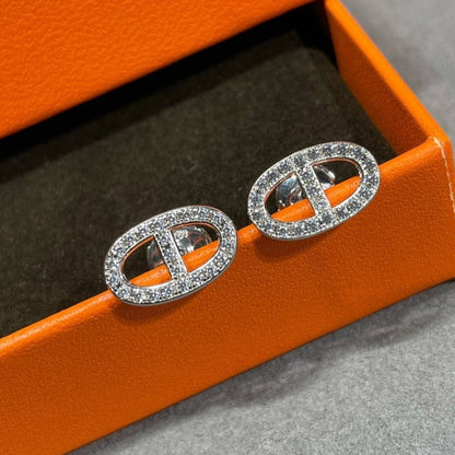 [Aurelle Style]HM FULL DIAMOND PIG NOSE STUD EARRINGS