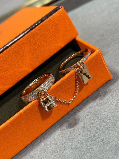 [Aurelle Style]HM KELLY CLOCHETTE DOUBLE RING IN  WITH DIAMONDS