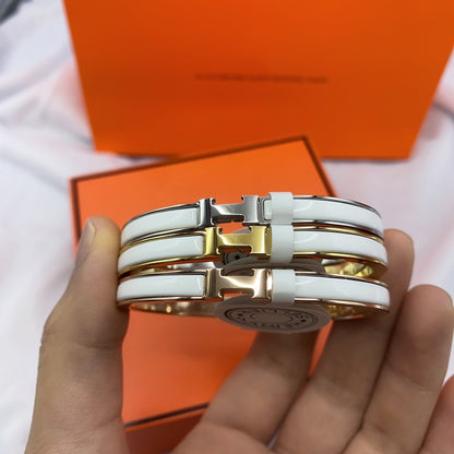 [Aurelle Style]CLASSIC HM CLIC WHITE 8MM ENAMEL BRACELET