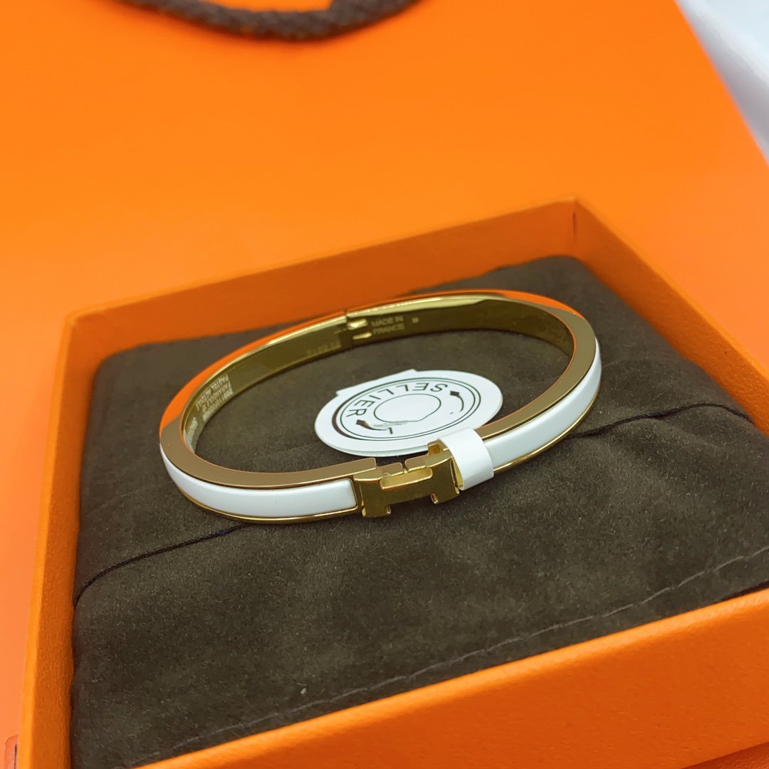[Aurelle Style]CLASSIC HM CLIC WHITE 8MM ENAMEL BRACELET