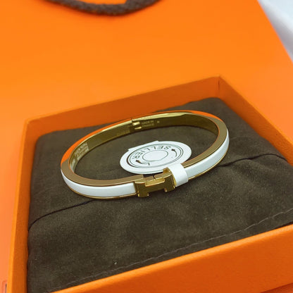 [Aurelle Style]CLASSIC HM CLIC WHITE 8MM ENAMEL BRACELET