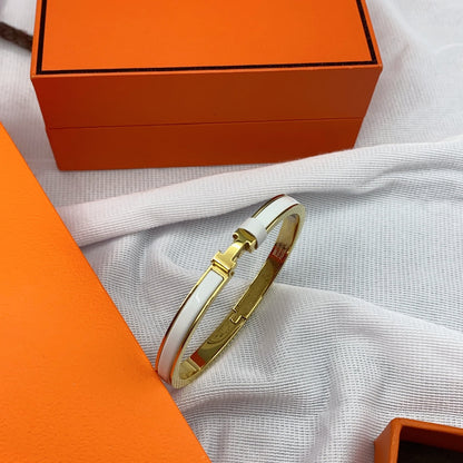 [Aurelle Style]CLASSIC HM CLIC WHITE 8MM ENAMEL BRACELET