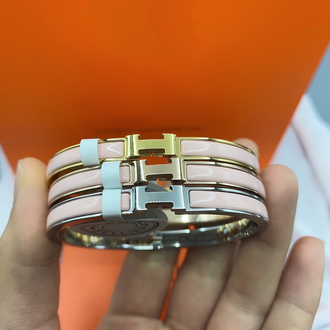 [Aurelle Style]CLASSIC HM CLIC  PINK 8MM ENAMEL BRACELET