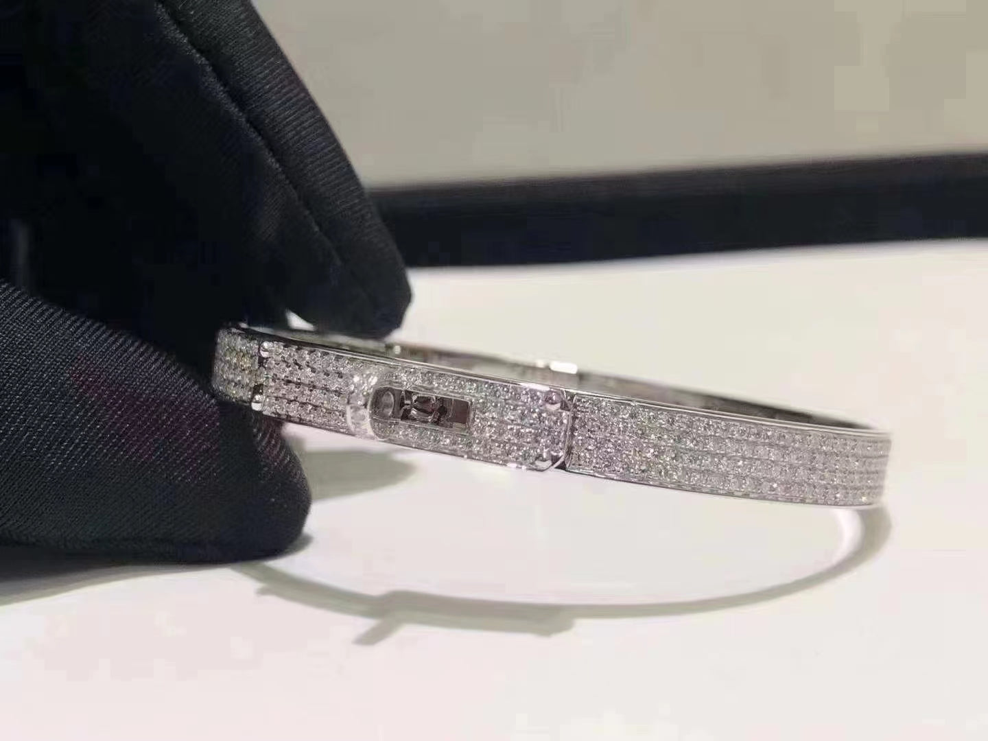 [Aurelle Style]HM KELLY BRACELET IN SILVER AND FULL PAVE DIAMOND