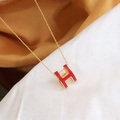 [Aurelle Style]HM CLIC RED ENAMEL GOLD NECKLACE