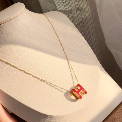 [Aurelle Style]HM CLIC RED ENAMEL GOLD NECKLACE