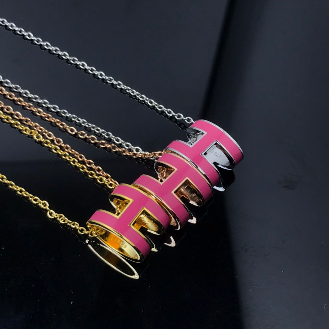 [Aurelle Style]H NECKLACE PINK