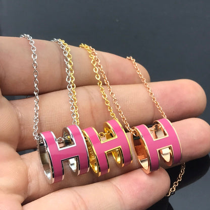 [Aurelle Style]H NECKLACE PINK