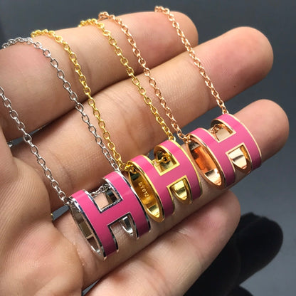 [Aurelle Style]H NECKLACE PINK