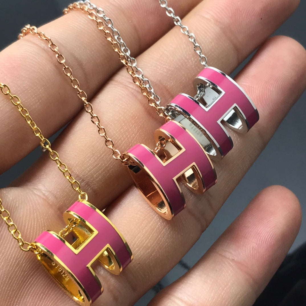 [Aurelle Style]H NECKLACE PINK
