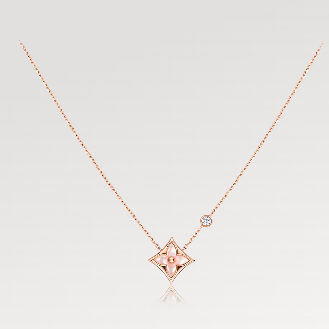 [Aurelle Style]STAR PINK MOP 1 DIAMOND PINK GOLD NECKLACE