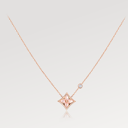 [Aurelle Style]STAR PINK MOP 1 DIAMOND PINK GOLD NECKLACE