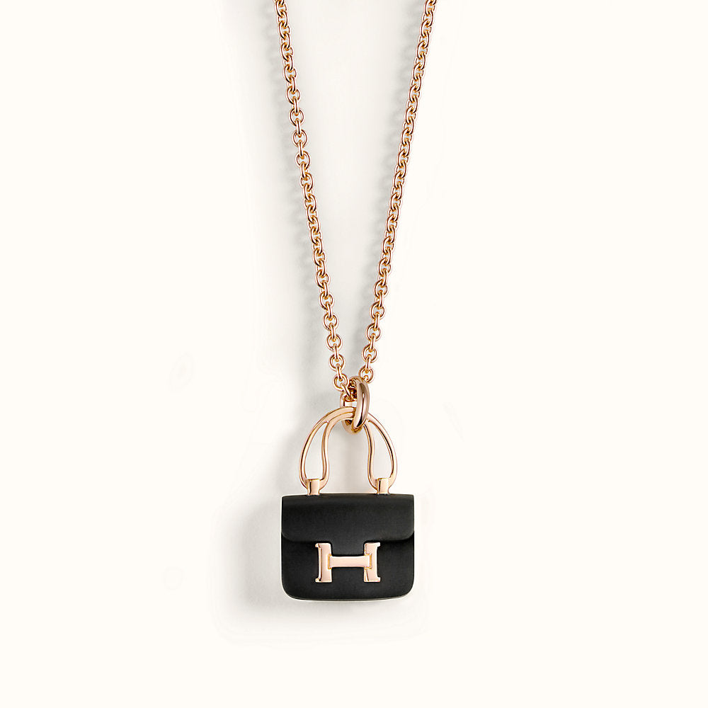 [Aurelle Style]CONSTANCE BLACK PEDANT PINK GOLD NECKLACE