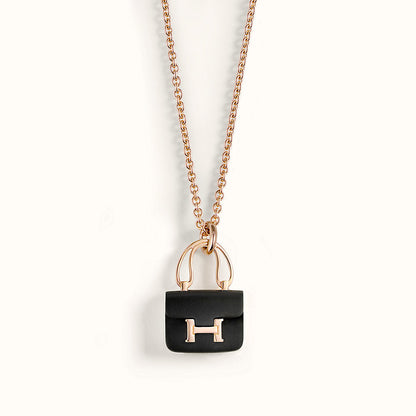 [Aurelle Style]CONSTANCE BLACK PEDANT PINK GOLD NECKLACE