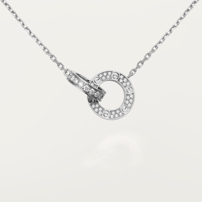 [Aurelle Style]LOVE 7.6MM NECKLACE ROSE GOLD AND SILVER  FULL DIAMOND