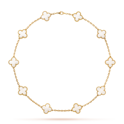[Aurelle Style]CLOVER 10 MOTIFS WHITE MOTHER OF PEARL NECKLACE