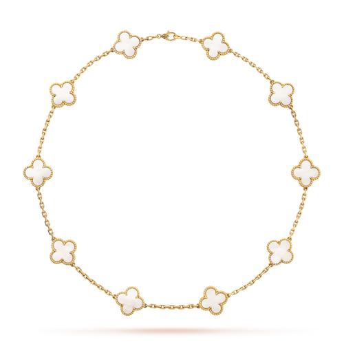 [Aurelle Style]CLOVER 10 MOTIFS WHITE MOTHER OF PEARL NECKLACE
