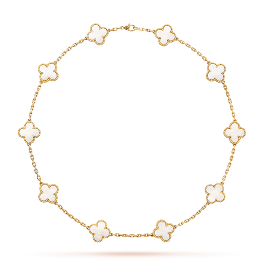 [Aurelle Style]CLOVER 10 MOTIFS WHITE MOTHER OF PEARL NECKLACE
