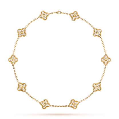 [Aurelle Style]CLOVER 10 MOTIFS DIAMOND NECKLACE