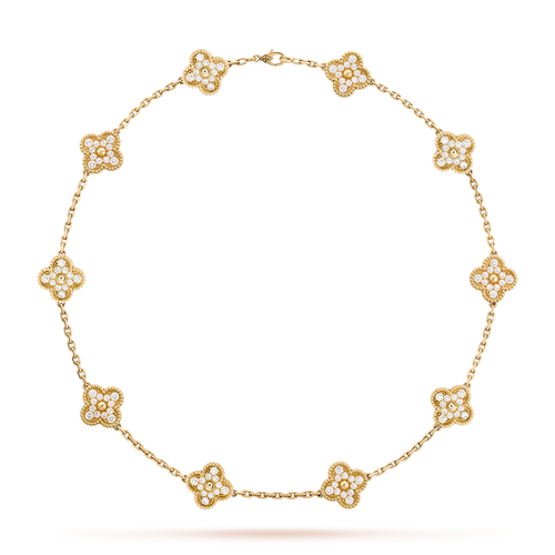 [Aurelle Style]CLOVER 10 MOTIFS DIAMOND NECKLACE