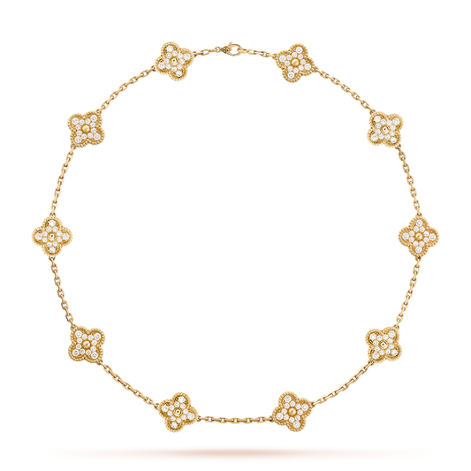 [Aurelle Style]CLOVER 10 MOTIFS DIAMOND NECKLACE