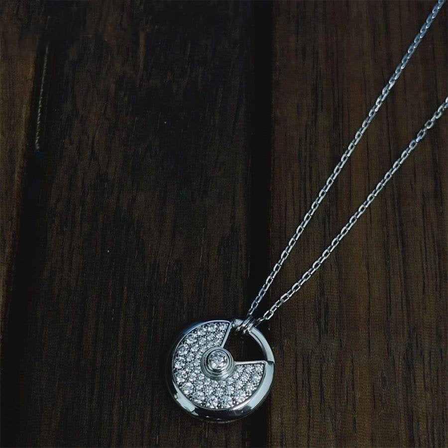 [Aurelle Style]AMULETTE SILVER FULL DIAMOND NECKLACE