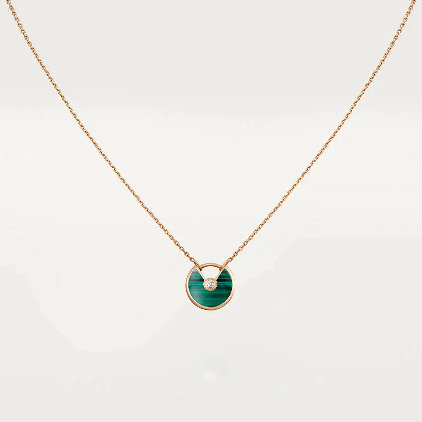 [Aurelle Style]AMULETTE ROSE GOLD MALACHITE NECKLACE