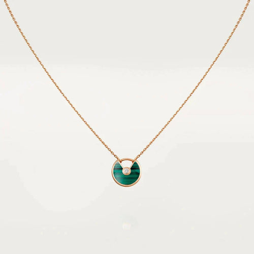 [Aurelle Style]AMULETTE ROSE GOLD MALACHITE NECKLACE