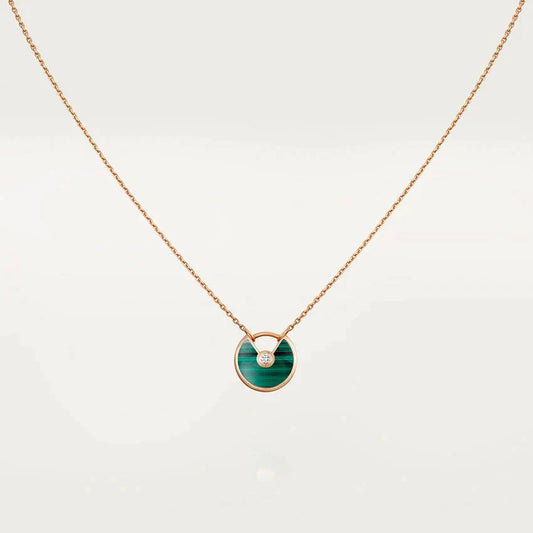[Aurelle Style]AMULETTE ROSE GOLD MALACHITE NECKLACE