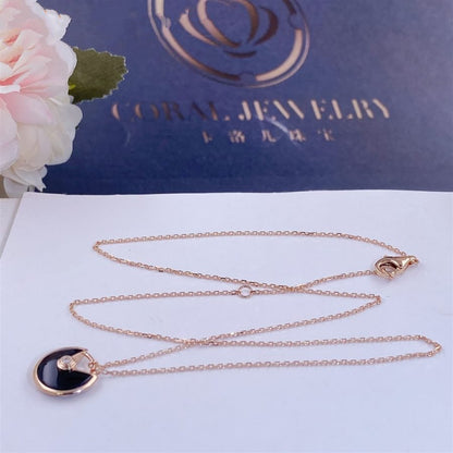 [Aurelle Style]AMULETTE ROSE GOLD ONYX NECKLACE