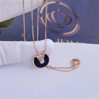 [Aurelle Style]AMULETTE ROSE GOLD ONYX NECKLACE