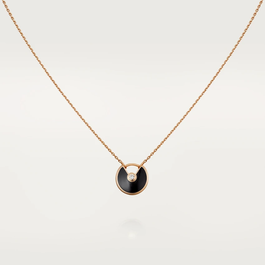 [Aurelle Style]AMULETTE ROSE GOLD ONYX NECKLACE