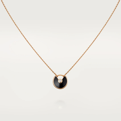 [Aurelle Style]AMULETTE ROSE GOLD ONYX NECKLACE