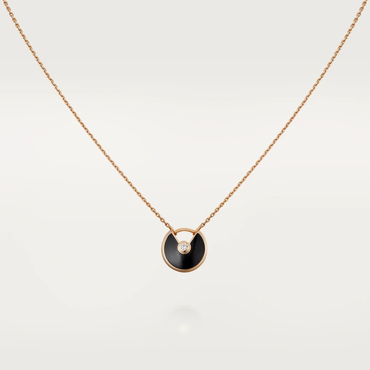 [Aurelle Style]AMULETTE ROSE GOLD ONYX NECKLACE