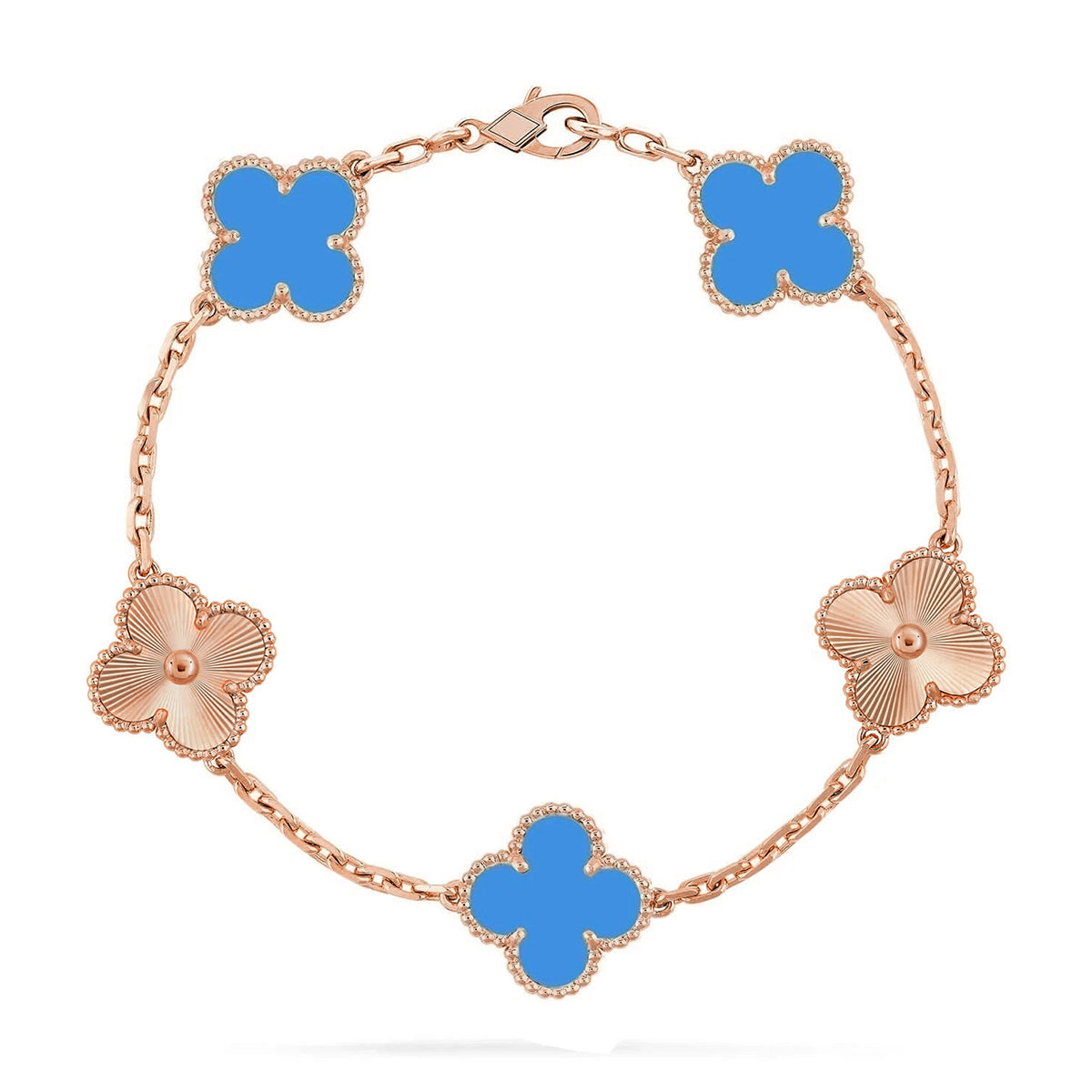 [Aurelle Style] CLOVER 5 MOTIF BLUE AGATE BRACELET COLLECTION