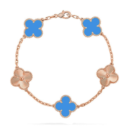 [Aurelle Style] CLOVER 5 MOTIF BLUE AGATE BRACELET COLLECTION